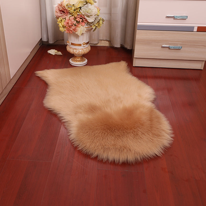 Fluffy Plain Rug Multi-Color Relaxing Rug Synthetic Wool Anti-Slip Backing Stain Resistant Washable Area Rug for Home Khaki Clearhalo 'Area Rug' 'Casual' 'Rugs' Rug' 2070355