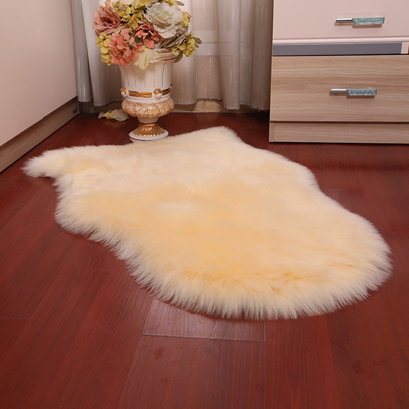 Fluffy Plain Rug Multi-Color Relaxing Rug Synthetic Wool Anti-Slip Backing Stain Resistant Washable Area Rug for Home Beige Clearhalo 'Area Rug' 'Casual' 'Rugs' Rug' 2070359