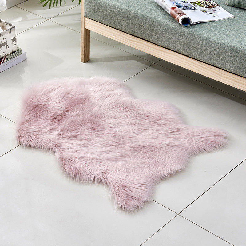 Multicolor Solid Foot Rug Artificial Wool Comfort Rug Pet Friendly Anti-Slip Backing Stain Resistant Carpet for Bedroom Light Pink Clearhalo 'Area Rug' 'Casual' 'Rugs' Rug' 2070361