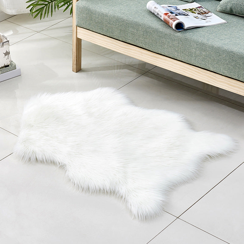 Multicolor Solid Foot Rug Artificial Wool Comfort Rug Pet Friendly Anti-Slip Backing Stain Resistant Carpet for Bedroom White Clearhalo 'Area Rug' 'Casual' 'Rugs' Rug' 2070362