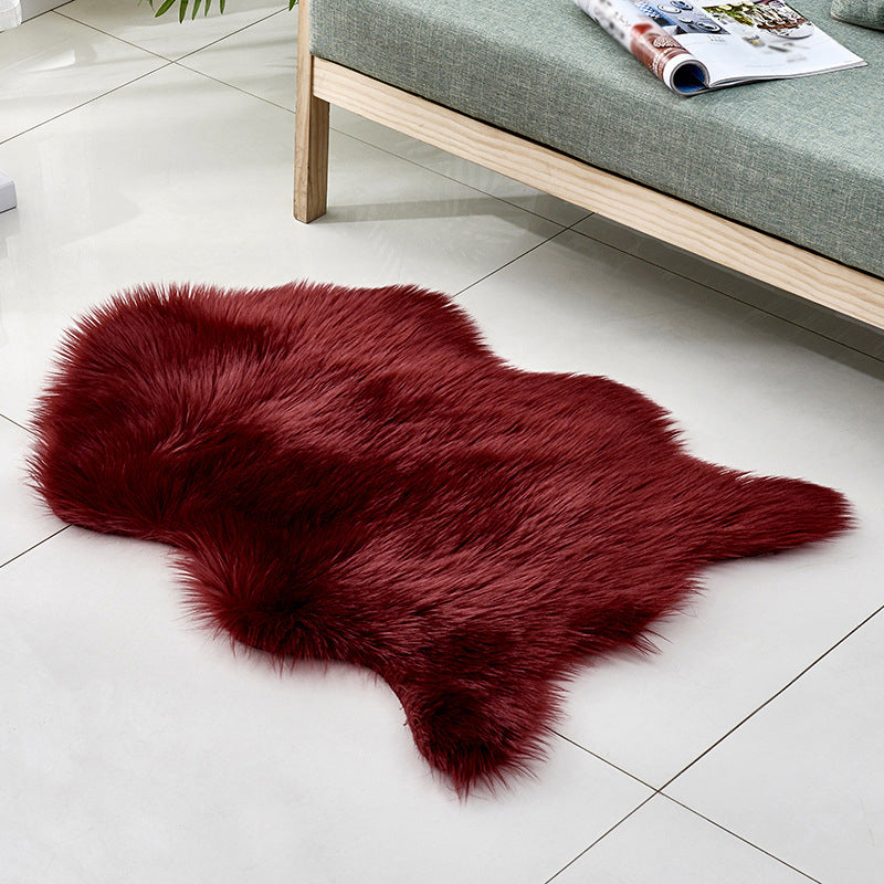 Multicolor Solid Foot Rug Artificial Wool Comfort Rug Pet Friendly Anti-Slip Backing Stain Resistant Carpet for Bedroom Burgundy Clearhalo 'Area Rug' 'Casual' 'Rugs' Rug' 2070373
