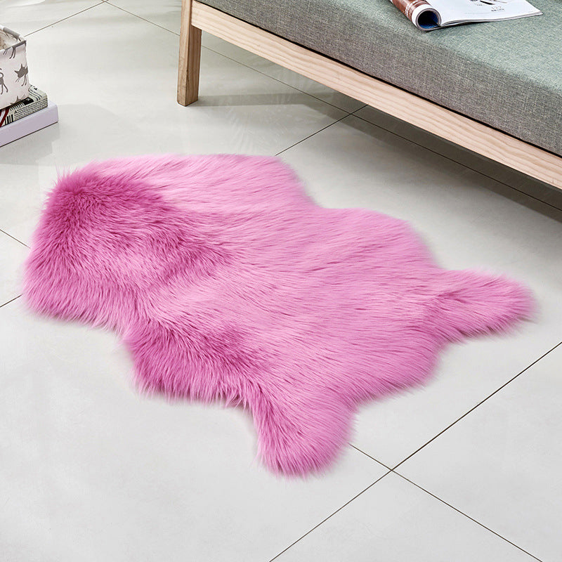 Multicolor Solid Foot Rug Artificial Wool Comfort Rug Pet Friendly Anti-Slip Backing Stain Resistant Carpet for Bedroom Dark Pink Clearhalo 'Area Rug' 'Casual' 'Rugs' Rug' 2070377