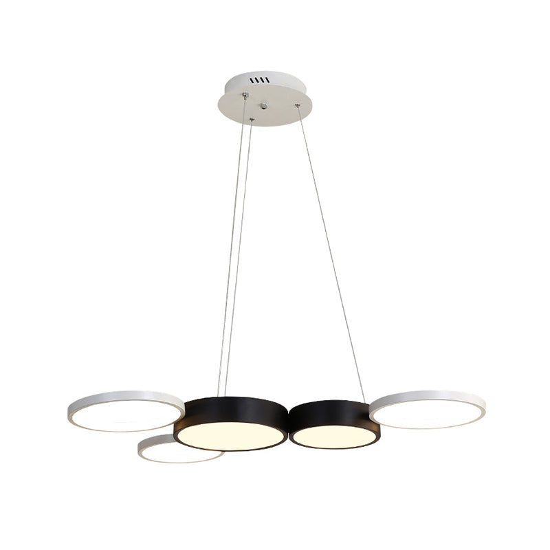 Simple Style Round Hanging Chandelier Acrylic Black and White Dining Room LED Suspension Light in Warm/White Light Clearhalo 'Ceiling Lights' 'Chandeliers' 'Modern Chandeliers' 'Modern' Lighting' 207039