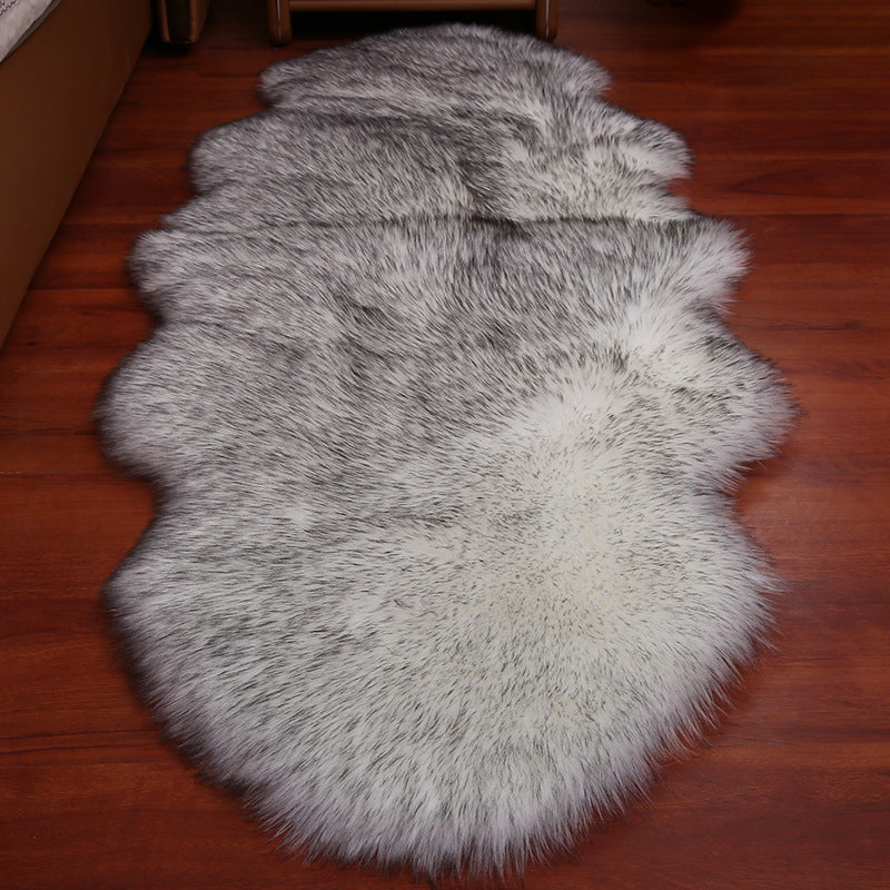 Multi-Colored Bedroom Foot Rug Casual Plain Rug Faux Fur Machine Washable Stain Resistant Non-Slip Backing Area Rug White-Gray Clearhalo 'Area Rug' 'Casual' 'Rugs' Rug' 2070408