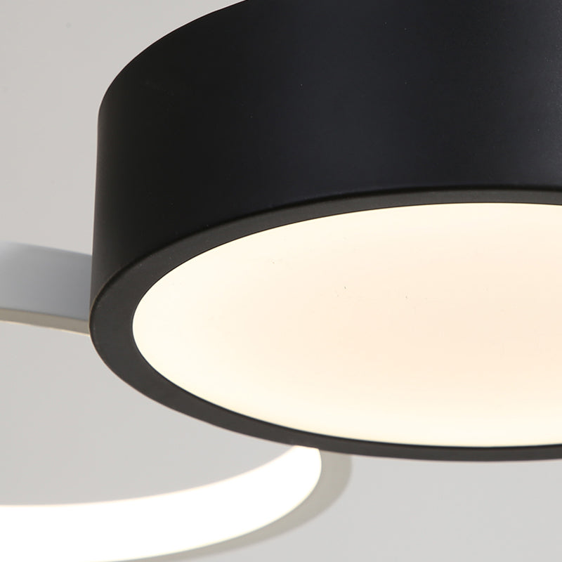 Simple Style Round Hanging Chandelier Acrylic Black and White Dining Room LED Suspension Light in Warm/White Light Clearhalo 'Ceiling Lights' 'Chandeliers' 'Modern Chandeliers' 'Modern' Lighting' 207041