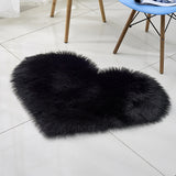 Multi Color Nordic Style Rug Faux Wool Plain Love Shape Rug Non-Slip Backing Washable Pet Friendly Carpet for Home Black 2'4" x 2'11" Clearhalo 'Area Rug' 'Casual' 'Rugs' Rug' 2070460