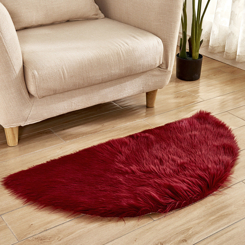 Semicircle Plain Rug Multi-Color Simplicity Carpet Fluffy Washable Stain Resistant Rug for Living Room Burgundy Clearhalo 'Area Rug' 'Casual' 'Rugs' Rug' 2070537