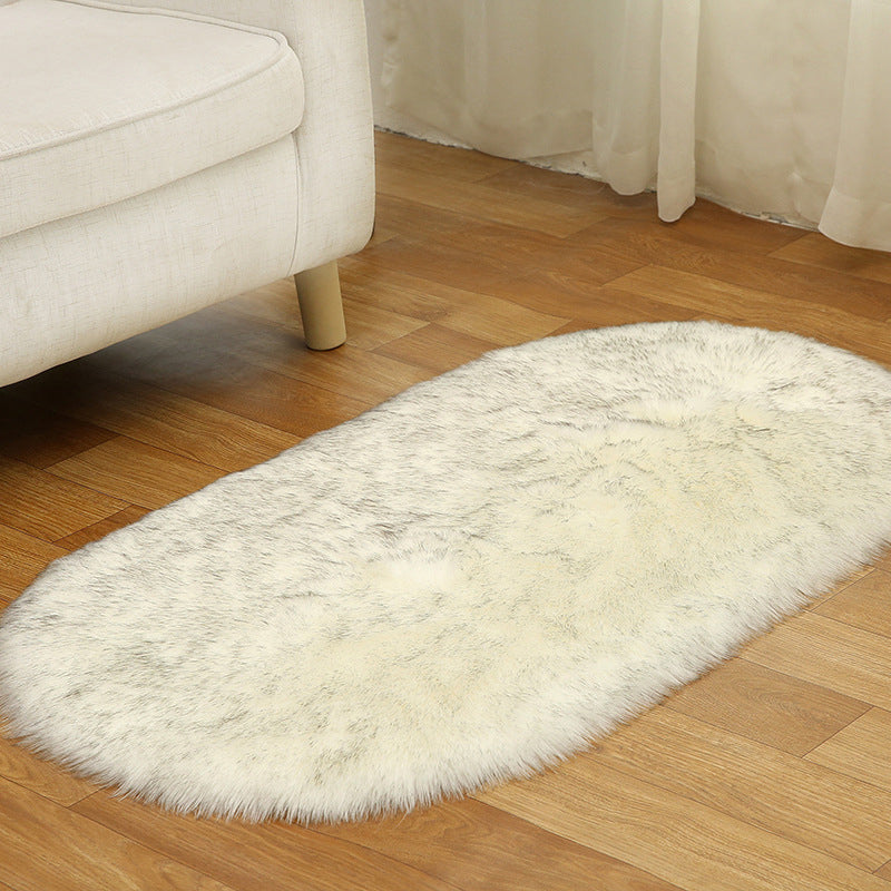 Rug Faux Fur Minimalist Carpet Non-Slip Pet Friendly Stain Resistant Rug for Sitting Room White-Gray Clearhalo 'Area Rug' 'Casual' 'Rugs' Rug' 2070625