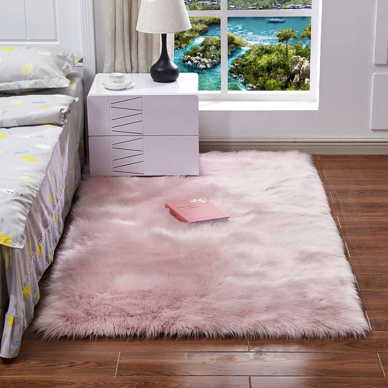 Trendy Multi Colored Plain Rug Faux Wool Nordic Carpet Machine Washable Pet Friendly Non-Slip Backing Rug for Bedroom Clearhalo 'Area Rug' 'Casual' 'Rugs' Rug' 2070687