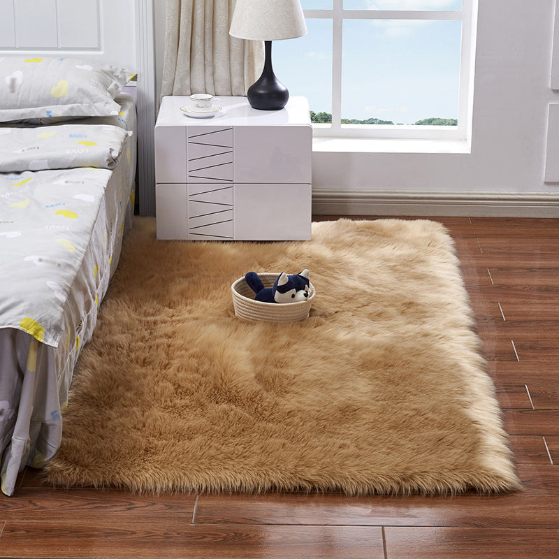 Trendy Multi Colored Plain Rug Faux Wool Nordic Carpet Machine Washable Pet Friendly Non-Slip Backing Rug for Bedroom Clearhalo 'Area Rug' 'Casual' 'Rugs' Rug' 2070688