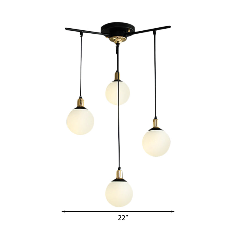 Black Starburst Chandelier Light Modern 4/7/9 Light Opal Glass Hanging Lamp for Bedroom Clearhalo 'Ceiling Lights' 'Chandeliers' 'Modern Chandeliers' 'Modern' Lighting' 207069