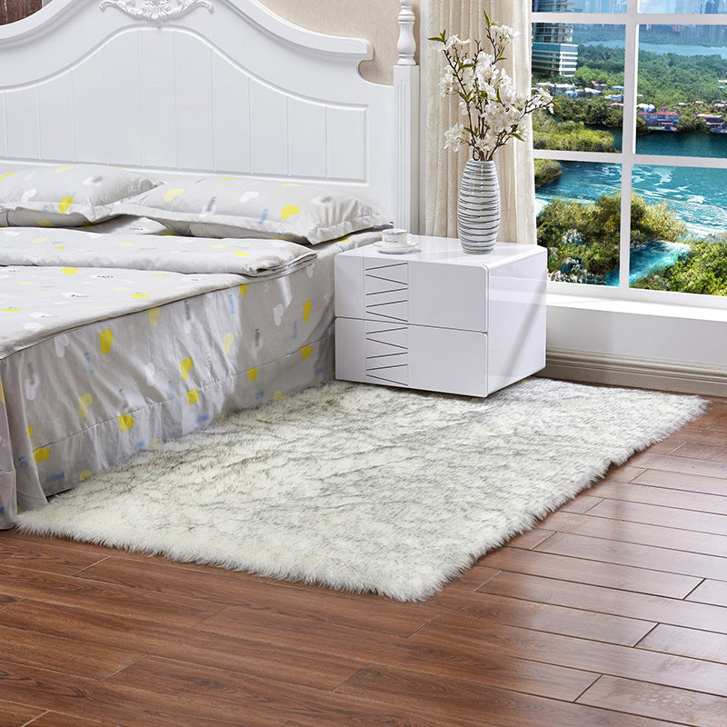 Trendy Multi Colored Plain Rug Faux Wool Nordic Carpet Machine Washable Pet Friendly Non-Slip Backing Rug for Bedroom White-Gray Clearhalo 'Area Rug' 'Casual' 'Rugs' Rug' 2070690