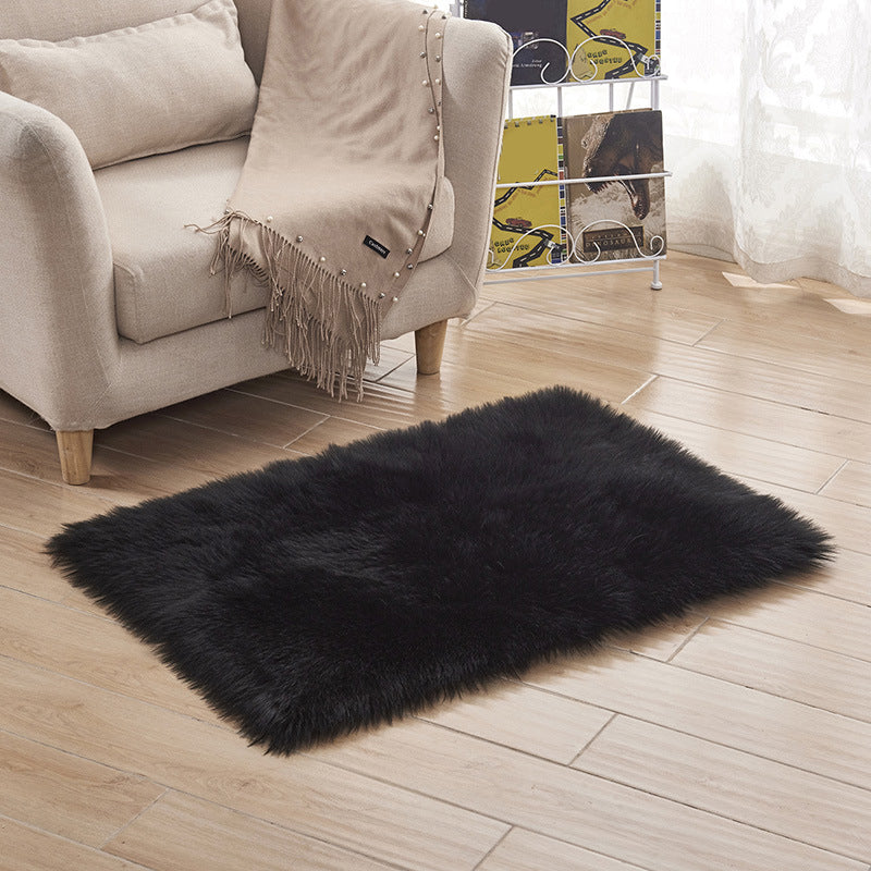 Trendy Multi Colored Plain Rug Faux Wool Nordic Carpet Machine Washable Pet Friendly Non-Slip Backing Rug for Bedroom Black Clearhalo 'Area Rug' 'Casual' 'Rugs' Rug' 2070694
