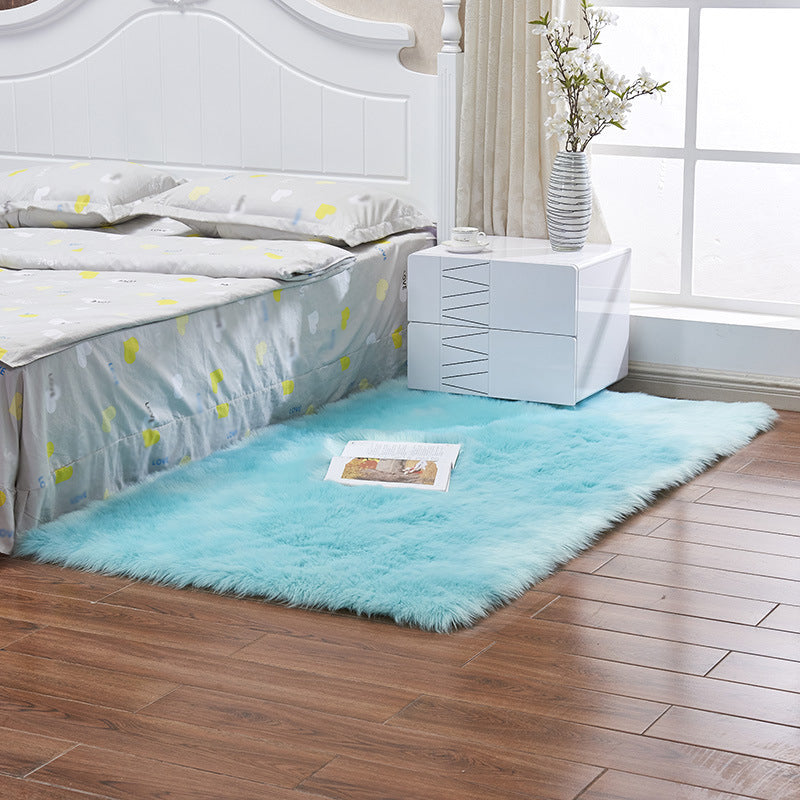 Trendy Multi Colored Plain Rug Faux Wool Nordic Carpet Machine Washable Pet Friendly Non-Slip Backing Rug for Bedroom Light Blue Clearhalo 'Area Rug' 'Casual' 'Rugs' Rug' 2070697