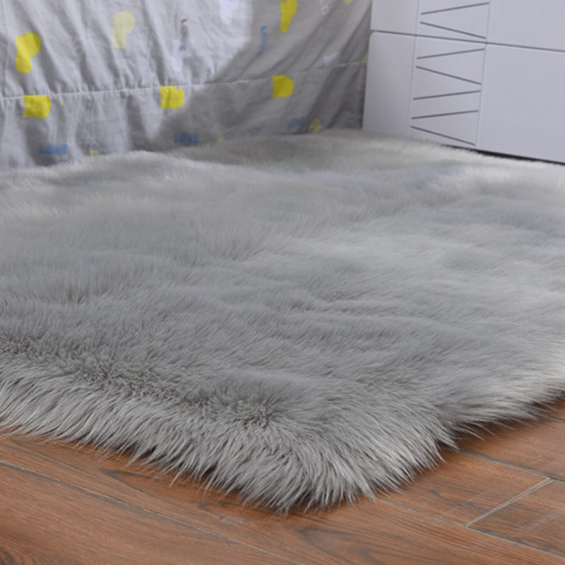 Trendy Multi Colored Plain Rug Faux Wool Nordic Carpet Machine Washable Pet Friendly Non-Slip Backing Rug for Bedroom Grey Clearhalo 'Area Rug' 'Casual' 'Rugs' Rug' 2070698