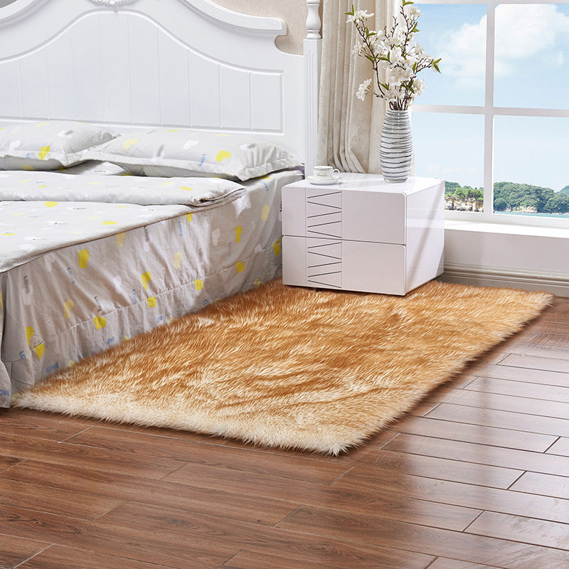 Trendy Multi Colored Plain Rug Faux Wool Nordic Carpet Machine Washable Pet Friendly Non-Slip Backing Rug for Bedroom White-Yellow Clearhalo 'Area Rug' 'Casual' 'Rugs' Rug' 2070700