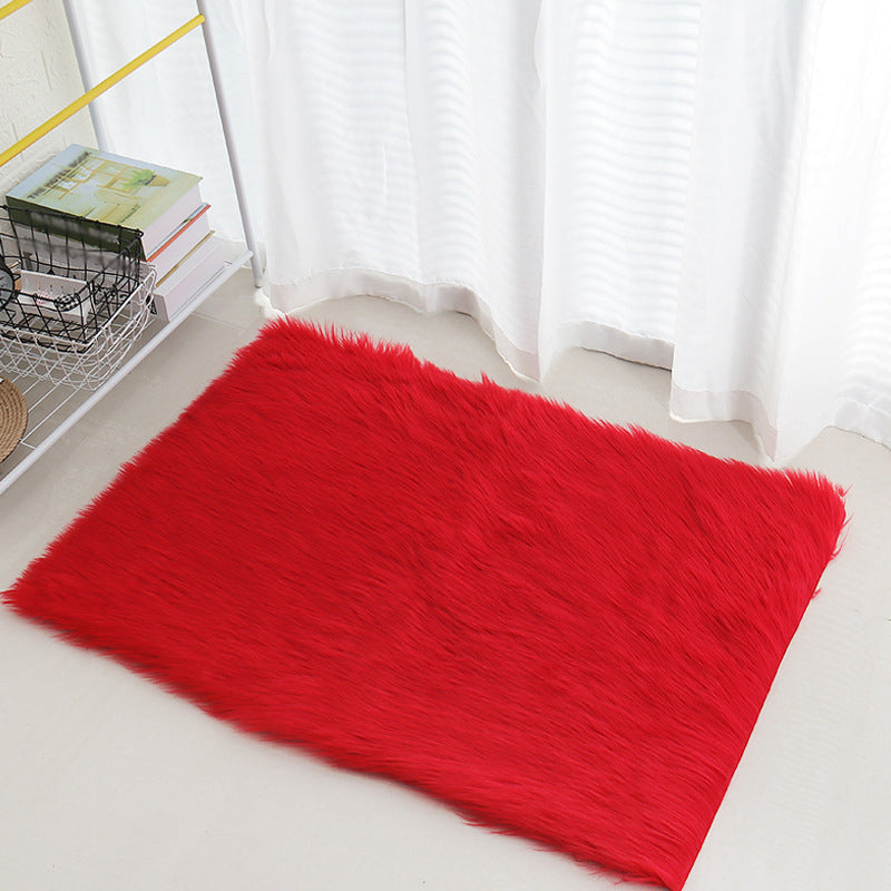 Trendy Multi Colored Plain Rug Faux Wool Nordic Carpet Machine Washable Pet Friendly Non-Slip Backing Rug for Bedroom Red Clearhalo 'Area Rug' 'Casual' 'Rugs' Rug' 2070701