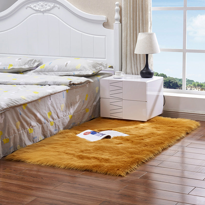 Trendy Multi Colored Plain Rug Faux Wool Nordic Carpet Machine Washable Pet Friendly Non-Slip Backing Rug for Bedroom Camel Clearhalo 'Area Rug' 'Casual' 'Rugs' Rug' 2070702