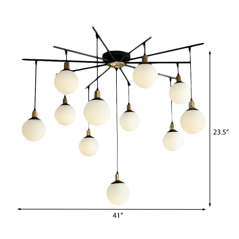 Black Starburst Chandelier Light Modern 4/7/9 Light Opal Glass Hanging Lamp for Bedroom Clearhalo 'Ceiling Lights' 'Chandeliers' 'Modern Chandeliers' 'Modern' Lighting' 207072