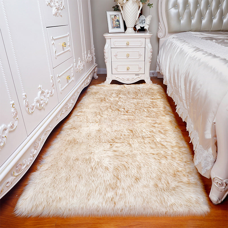 Cozy Plain Rug Faux Fleece Simplicity Carpet Washable Stain Resistant Non-Slip Rug for Girls Bedroom White-Gold Clearhalo 'Area Rug' 'Casual' 'Rugs' Rug' 2070824