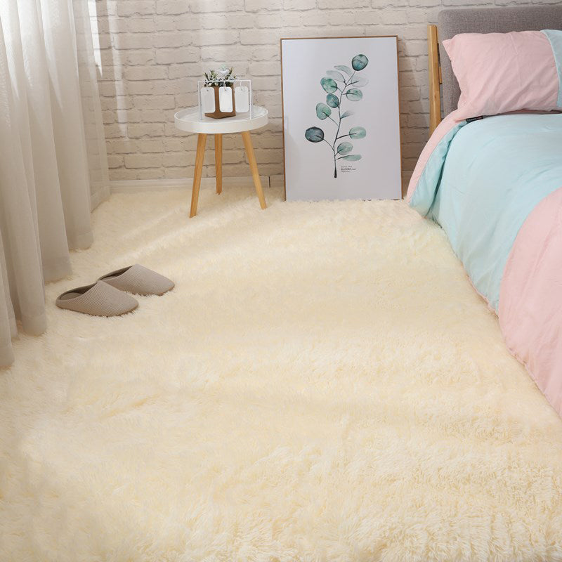 Soft Multi-Color Nordic Rug Faux Wool Plain Carpet Machine Wash Pet Friendly Rug for Bedroom Light Yellow Clearhalo 'Area Rug' 'Casual' 'Rugs' Rug' 2070854