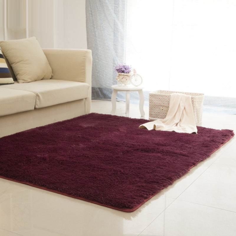 Multi-Color Living Room Rug Casual Plain Rug Faux Wool Machine Wash Stain Resistant Area Rug Burgundy Clearhalo 'Area Rug' 'Casual' 'Rugs' Rug' 2070862