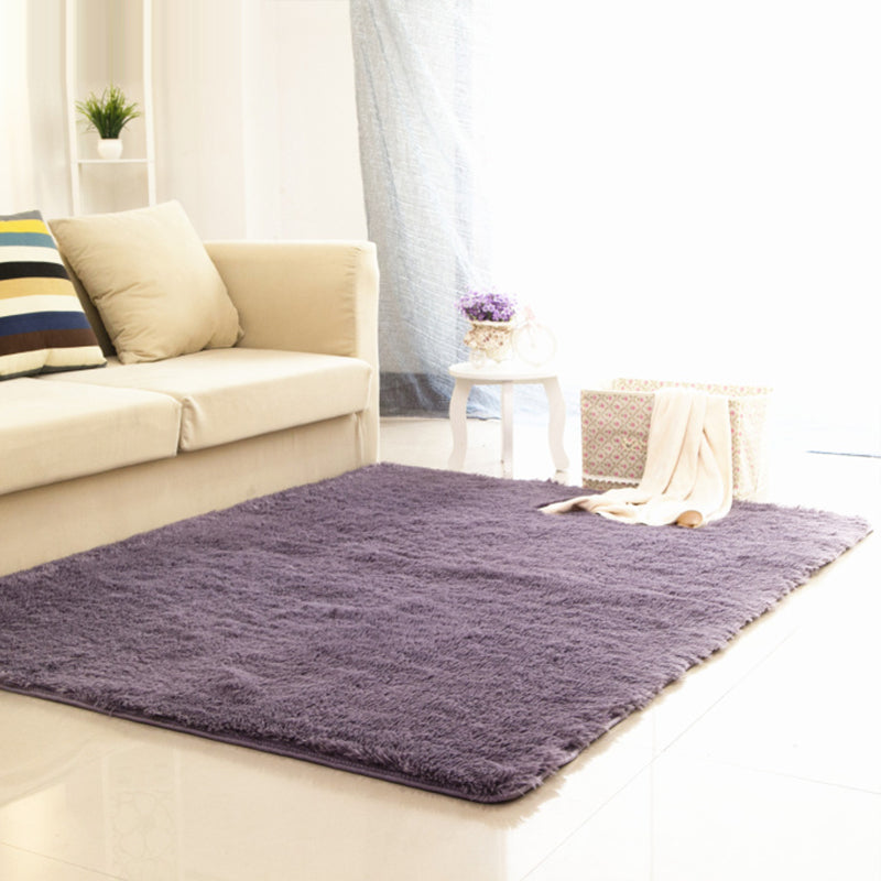 Multi-Color Living Room Rug Casual Plain Rug Faux Wool Machine Wash Stain Resistant Area Rug Gray-Purple Clearhalo 'Area Rug' 'Casual' 'Rugs' Rug' 2070865