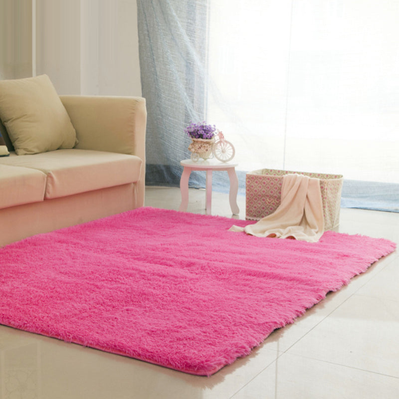 Multi-Color Living Room Rug Casual Plain Rug Faux Wool Machine Wash Stain Resistant Area Rug Rose Red Clearhalo 'Area Rug' 'Casual' 'Rugs' Rug' 2070868