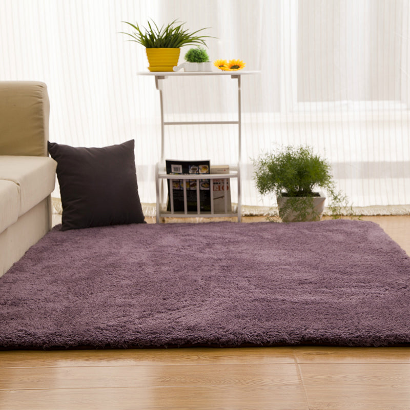 Multicolor Nordic Indoor Rug Faux Fleece Plain Carpet Machine Washable Pet Friendly Rug for Great Room Gray-Purple Clearhalo 'Area Rug' 'Casual' 'Rugs' Rug' 2070886