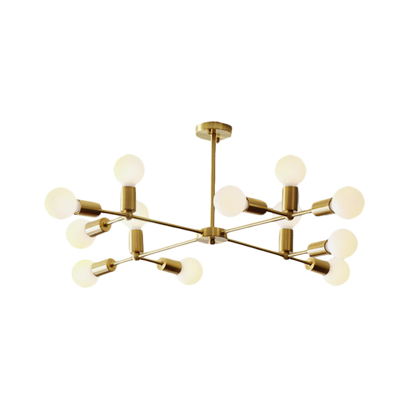 Branch Chandelier Lamp Modern Globe Opal Glass 6/9/12 Lights Bedroom Hanging Light with Brass Arm Clearhalo 'Ceiling Lights' 'Chandeliers' 'Modern Chandeliers' 'Modern' Lighting' 207166