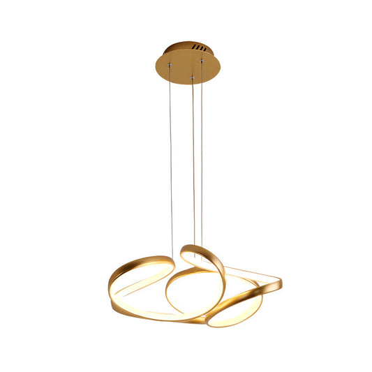 Wave Acrylic Chandelier Simple Gold/Coffee LED Hanging Lamp for Dining Room, 14"/19.5" Wide Clearhalo 'Ceiling Lights' 'Chandeliers' 'Modern Chandeliers' 'Modern' Lighting' 207207