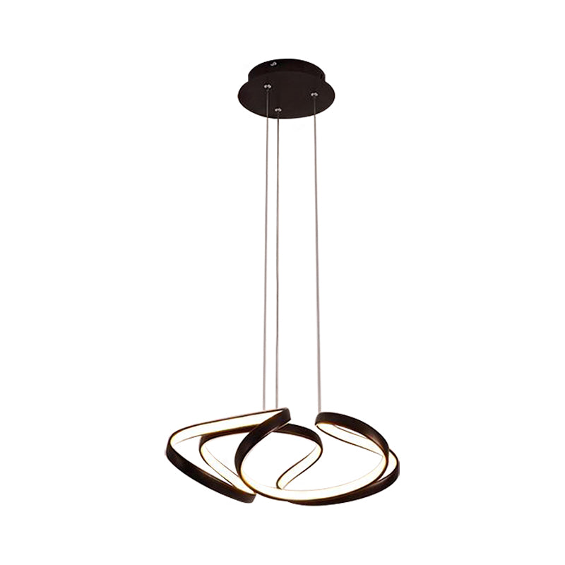 Wave Acrylic Chandelier Simple Gold/Coffee LED Hanging Lamp for Dining Room, 14"/19.5" Wide Clearhalo 'Ceiling Lights' 'Chandeliers' 'Modern Chandeliers' 'Modern' Lighting' 207212