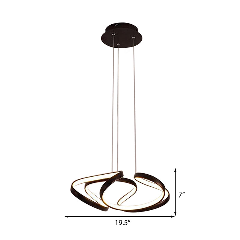 Wave Acrylic Chandelier Simple Gold/Coffee LED Hanging Lamp for Dining Room, 14"/19.5" Wide Clearhalo 'Ceiling Lights' 'Chandeliers' 'Modern Chandeliers' 'Modern' Lighting' 207214