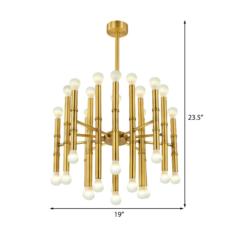 Metal Flute Hanging Chandelier Modern 30 Lights Black/Silver/Gold Suspension Light for Living Room Clearhalo 'Ceiling Lights' 'Chandeliers' 'Modern Chandeliers' 'Modern' Lighting' 207234