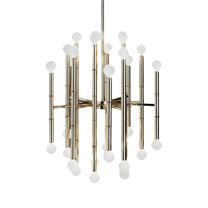 Metal Flute Hanging Chandelier Modern 30 Lights Black/Silver/Gold Suspension Light for Living Room Clearhalo 'Ceiling Lights' 'Chandeliers' 'Modern Chandeliers' 'Modern' Lighting' 207236