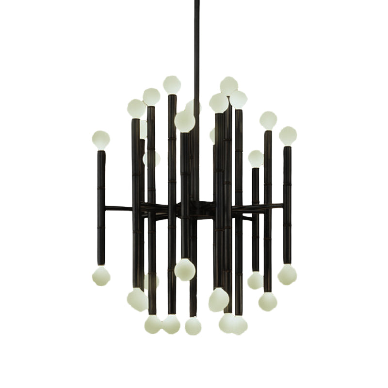 Metal Flute Hanging Chandelier Modern 30 Lights Black/Silver/Gold Suspension Light for Living Room Clearhalo 'Ceiling Lights' 'Chandeliers' 'Modern Chandeliers' 'Modern' Lighting' 207238