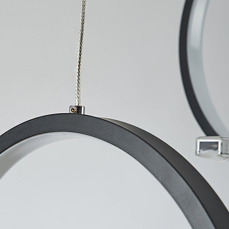 Linear and Ring Ceiling Chandelier Simple Acrylic 1/2 Light Black Hanging Light in Warm/White Light Clearhalo 'Ceiling Lights' 'Chandeliers' 'Modern Chandeliers' 'Modern' Lighting' 207284