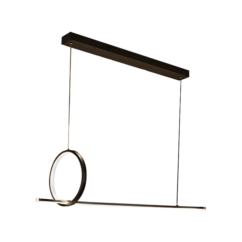 Linear and Ring Ceiling Chandelier Simple Acrylic 1/2 Light Black Hanging Light in Warm/White Light Clearhalo 'Ceiling Lights' 'Chandeliers' 'Modern Chandeliers' 'Modern' Lighting' 207287