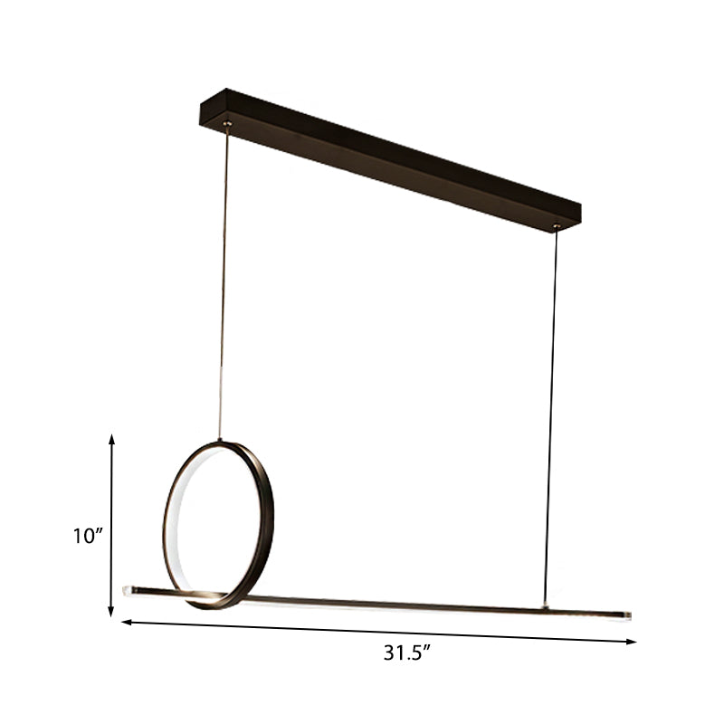 Linear and Ring Ceiling Chandelier Simple Acrylic 1/2 Light Black Hanging Light in Warm/White Light Clearhalo 'Ceiling Lights' 'Chandeliers' 'Modern Chandeliers' 'Modern' Lighting' 207288