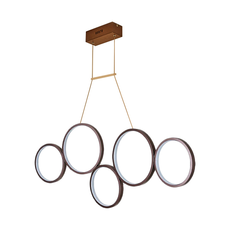 Acrylic Multi Rings Chandelier Lamp Simple Style 3/5 Lights White/Coffee Hanging Light Fixture for Kitchen Clearhalo 'Ceiling Lights' 'Chandeliers' 'Modern Chandeliers' 'Modern' Lighting' 207318