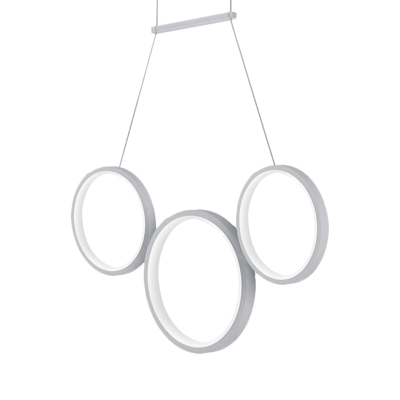 Acrylic Multi Rings Chandelier Lamp Simple Style 3/5 Lights White/Coffee Hanging Light Fixture for Kitchen Clearhalo 'Ceiling Lights' 'Chandeliers' 'Modern Chandeliers' 'Modern' Lighting' 207328