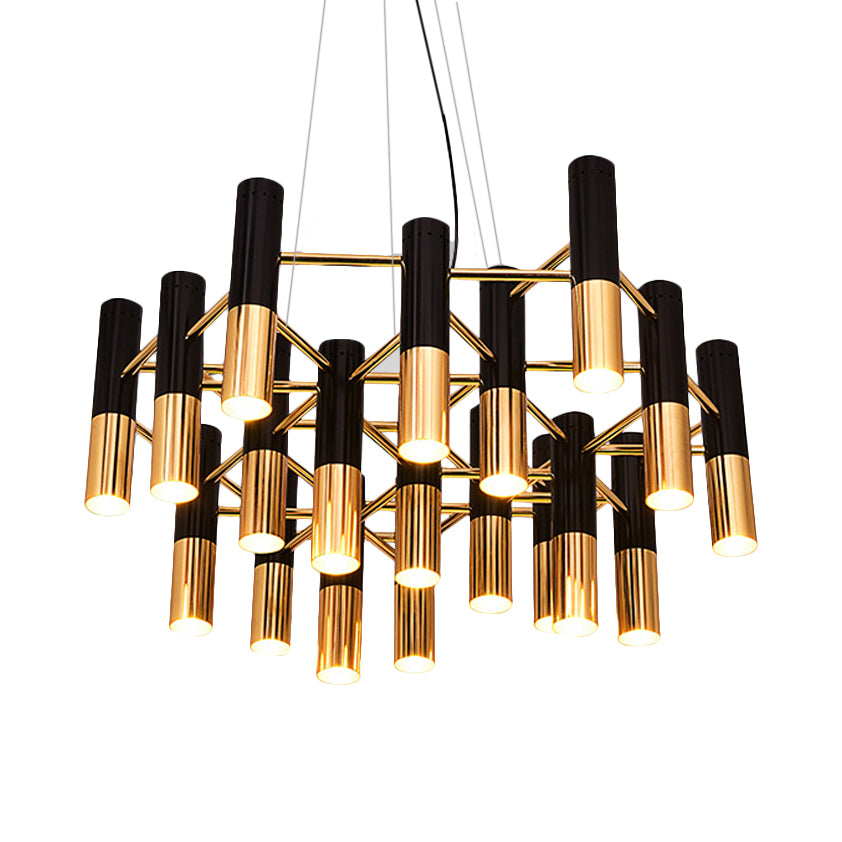 Tube Chandelier Light Modern Metal 7/13/19 Lights Gold Hanging Ceiling Lamp in Warm Light for Living Room Clearhalo 'Ceiling Lights' 'Chandeliers' 'Modern Chandeliers' 'Modern' Lighting' 207332