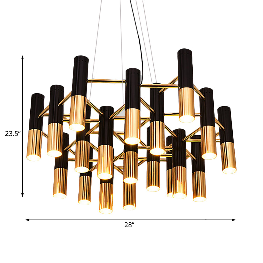 Tube Chandelier Light Modern Metal 7/13/19 Lights Gold Hanging Ceiling Lamp in Warm Light for Living Room Clearhalo 'Ceiling Lights' 'Chandeliers' 'Modern Chandeliers' 'Modern' Lighting' 207333