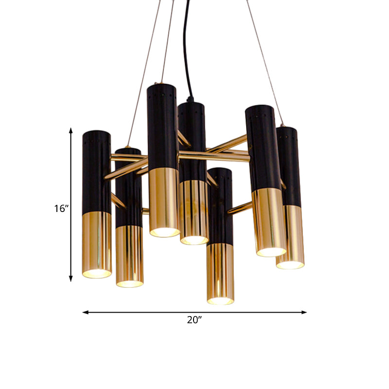 Tube Chandelier Light Modern Metal 7/13/19 Lights Gold Hanging Ceiling Lamp in Warm Light for Living Room Clearhalo 'Ceiling Lights' 'Chandeliers' 'Modern Chandeliers' 'Modern' Lighting' 207341