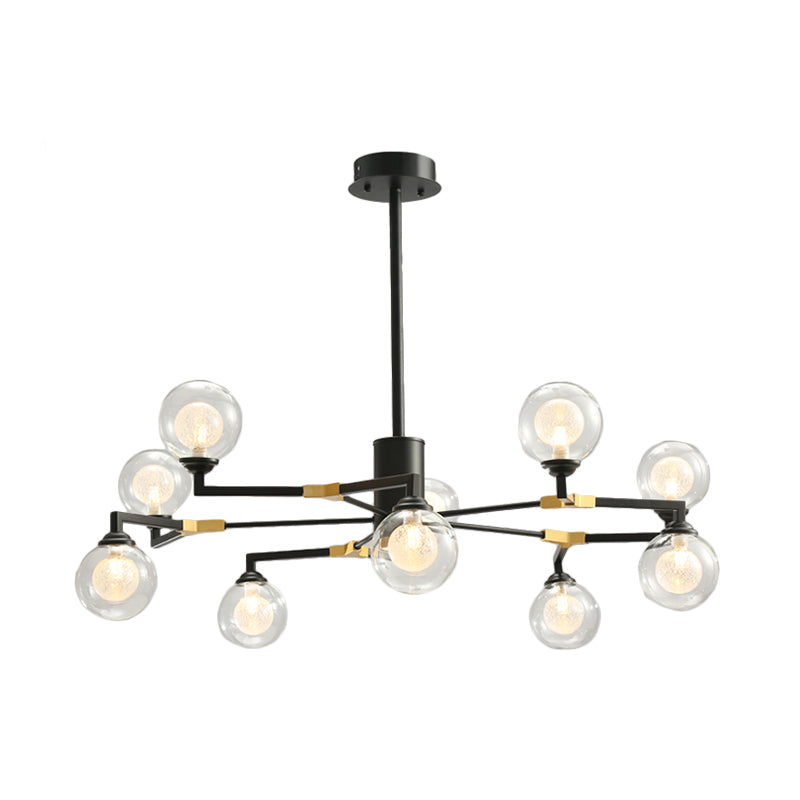 Clear Glass Sphere Chandelier Lighting with Radial Design Contemporary 6/8/10 Lights Led Hanging Light Kit in Black Clearhalo 'Ceiling Lights' 'Chandeliers' 'Close To Ceiling Lights' 'Glass shade' 'Glass' 'Modern Chandeliers' 'Modern' 'Pendant Lights' Lighting' 207357