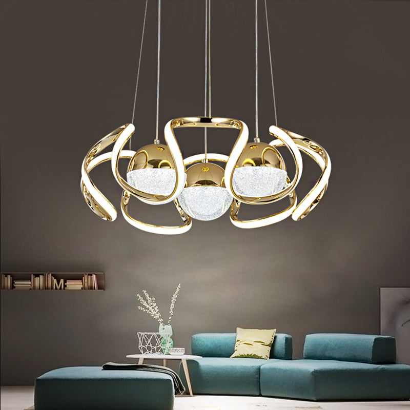 Abstract Chandelier Light Modernism Acrylic Gold LED Hanging Ceiling Light for Dining Room Gold Clearhalo 'Ceiling Lights' 'Chandeliers' 'Modern Chandeliers' 'Modern' Lighting' 207363