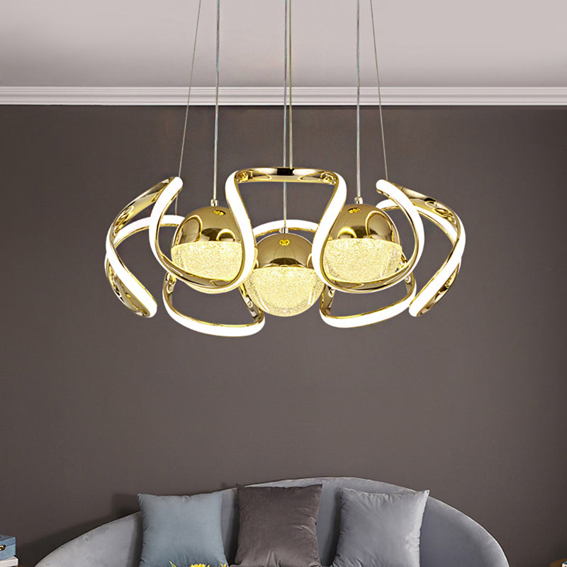 Abstract Chandelier Light Modernism Acrylic Gold LED Hanging Ceiling Light for Dining Room Clearhalo 'Ceiling Lights' 'Chandeliers' 'Modern Chandeliers' 'Modern' Lighting' 207364