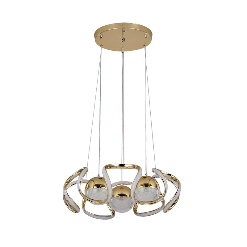 Abstract Chandelier Light Modernism Acrylic Gold LED Hanging Ceiling Light for Dining Room Clearhalo 'Ceiling Lights' 'Chandeliers' 'Modern Chandeliers' 'Modern' Lighting' 207365