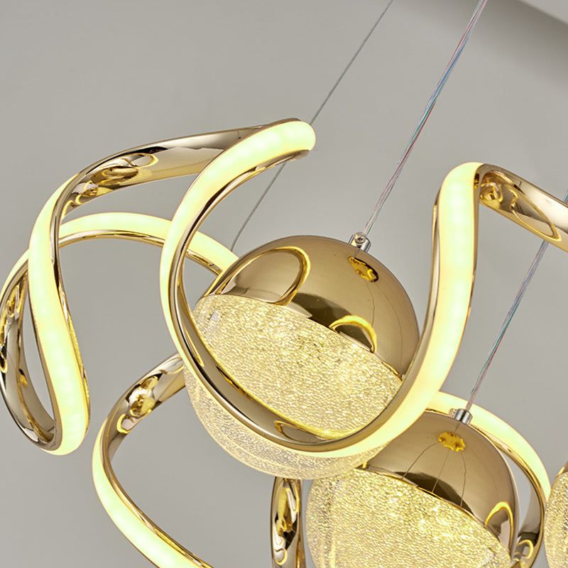 Abstract Chandelier Light Modernism Acrylic Gold LED Hanging Ceiling Light for Dining Room Clearhalo 'Ceiling Lights' 'Chandeliers' 'Modern Chandeliers' 'Modern' Lighting' 207367