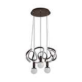 Globe Chandelier Light Modern Opal Glass 3 Lights Coffee Hanging Light with Abstract Acrylic Decoration Clearhalo 'Ceiling Lights' 'Chandeliers' 'Modern Chandeliers' 'Modern' Lighting' 207370